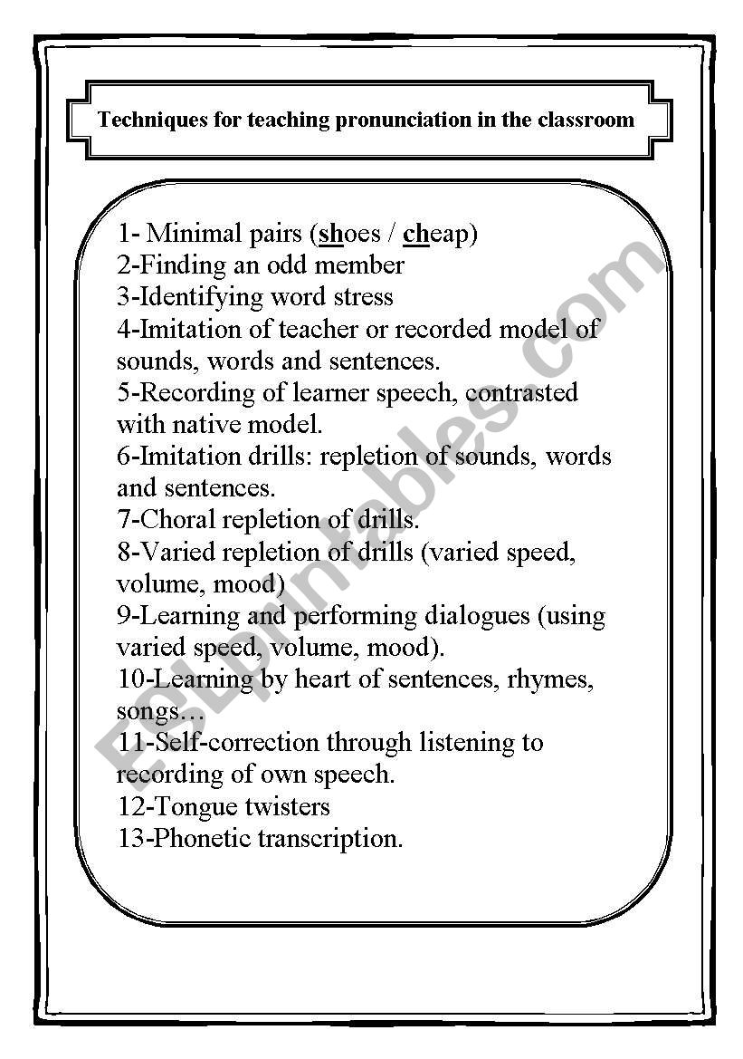 Techniques for teaching pronunciation in the classroom