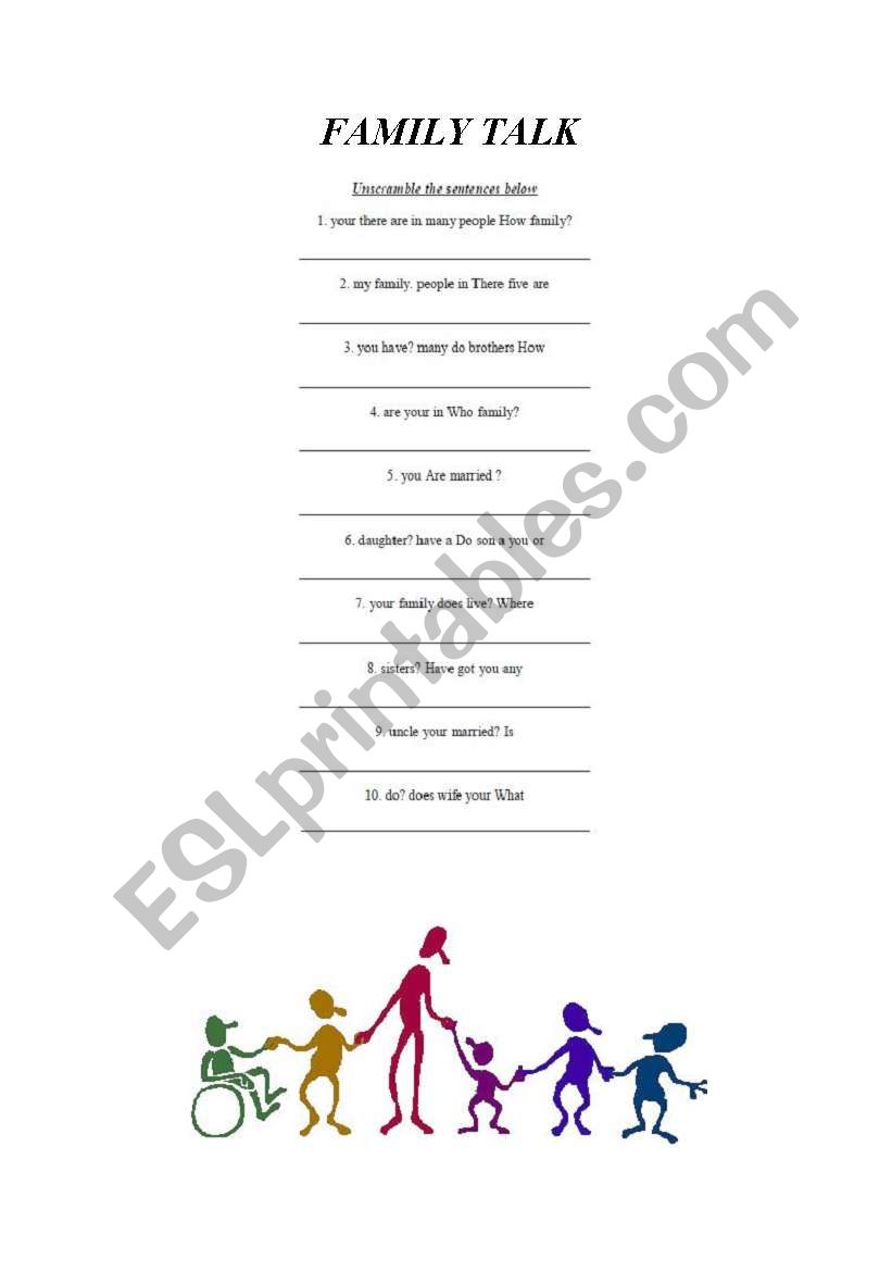 Family talk worksheet