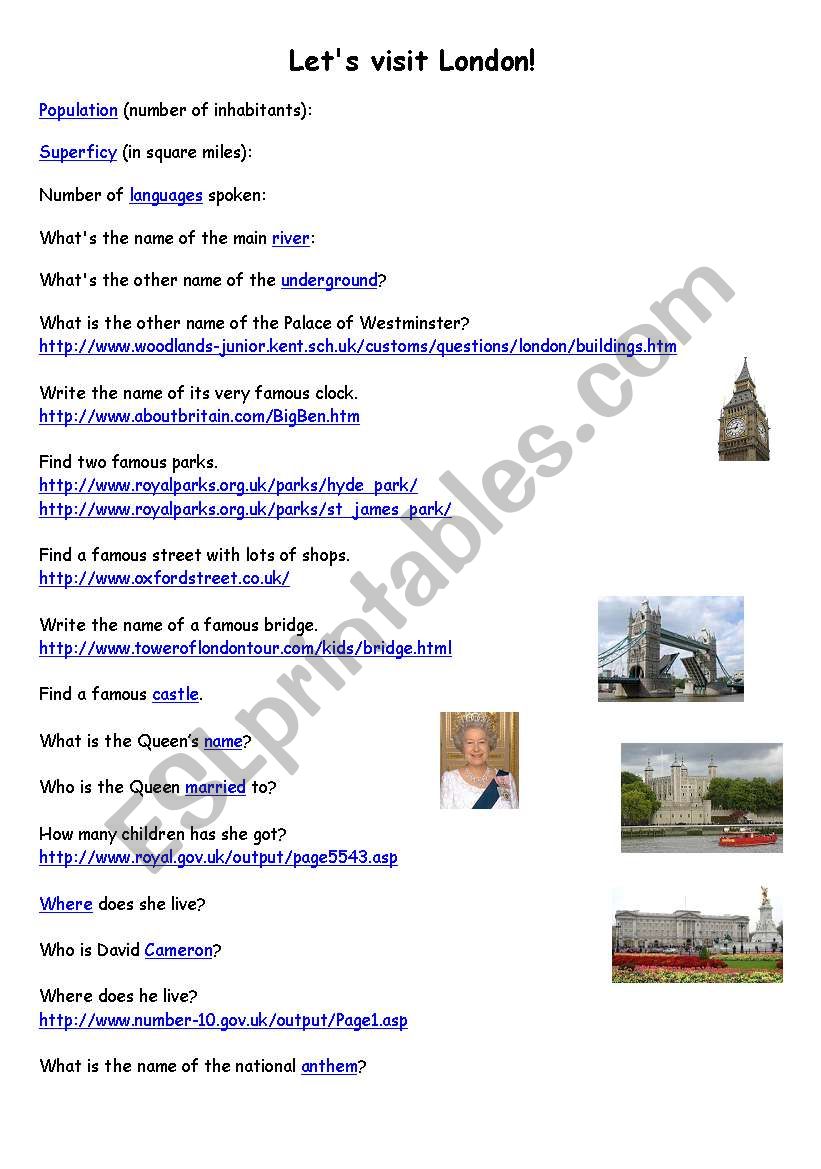 Lets visit London worksheet