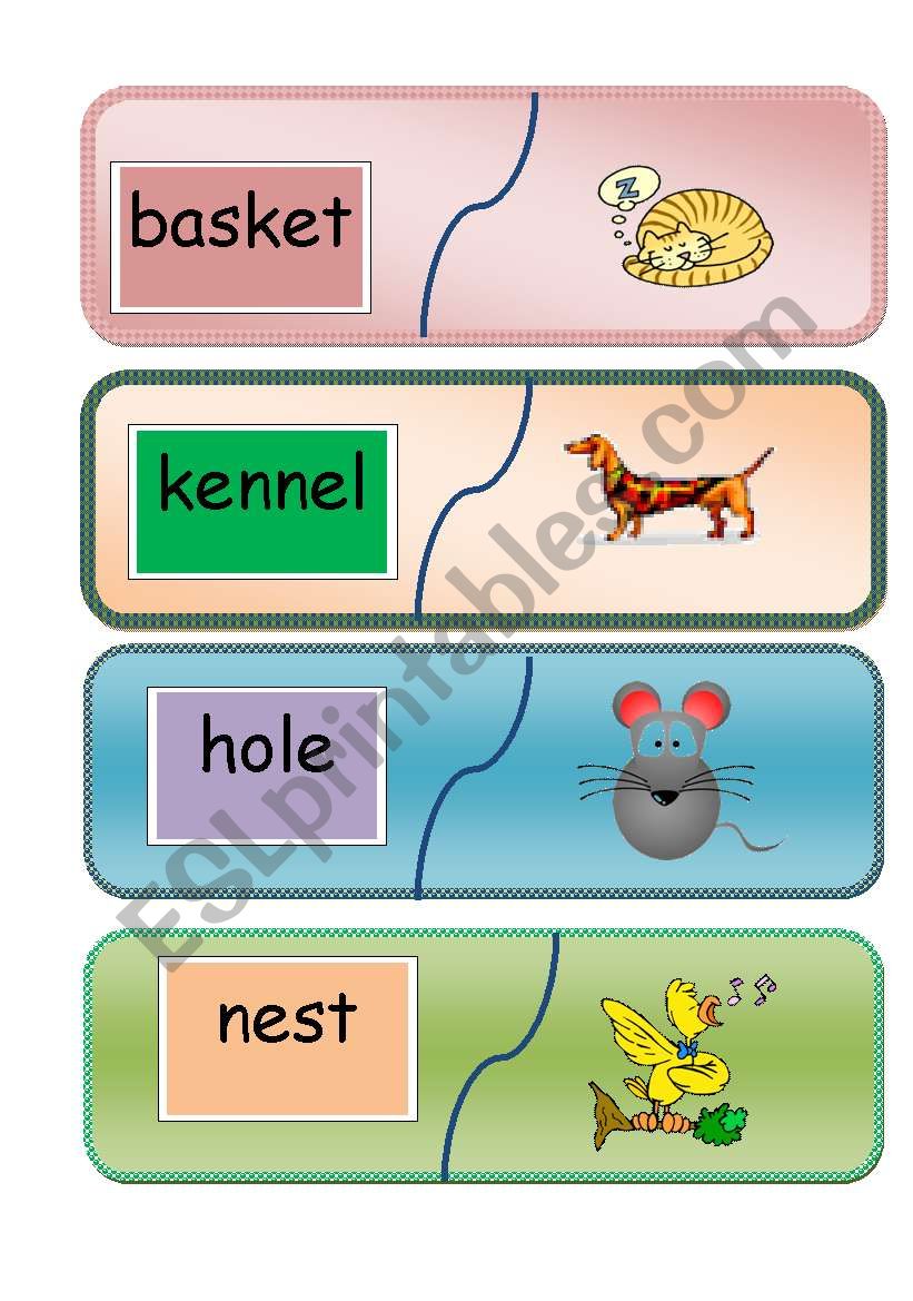 animal homes worksheet