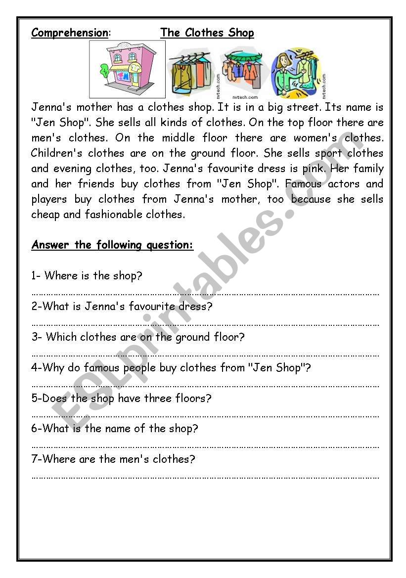 The Clothes Shop worksheet
