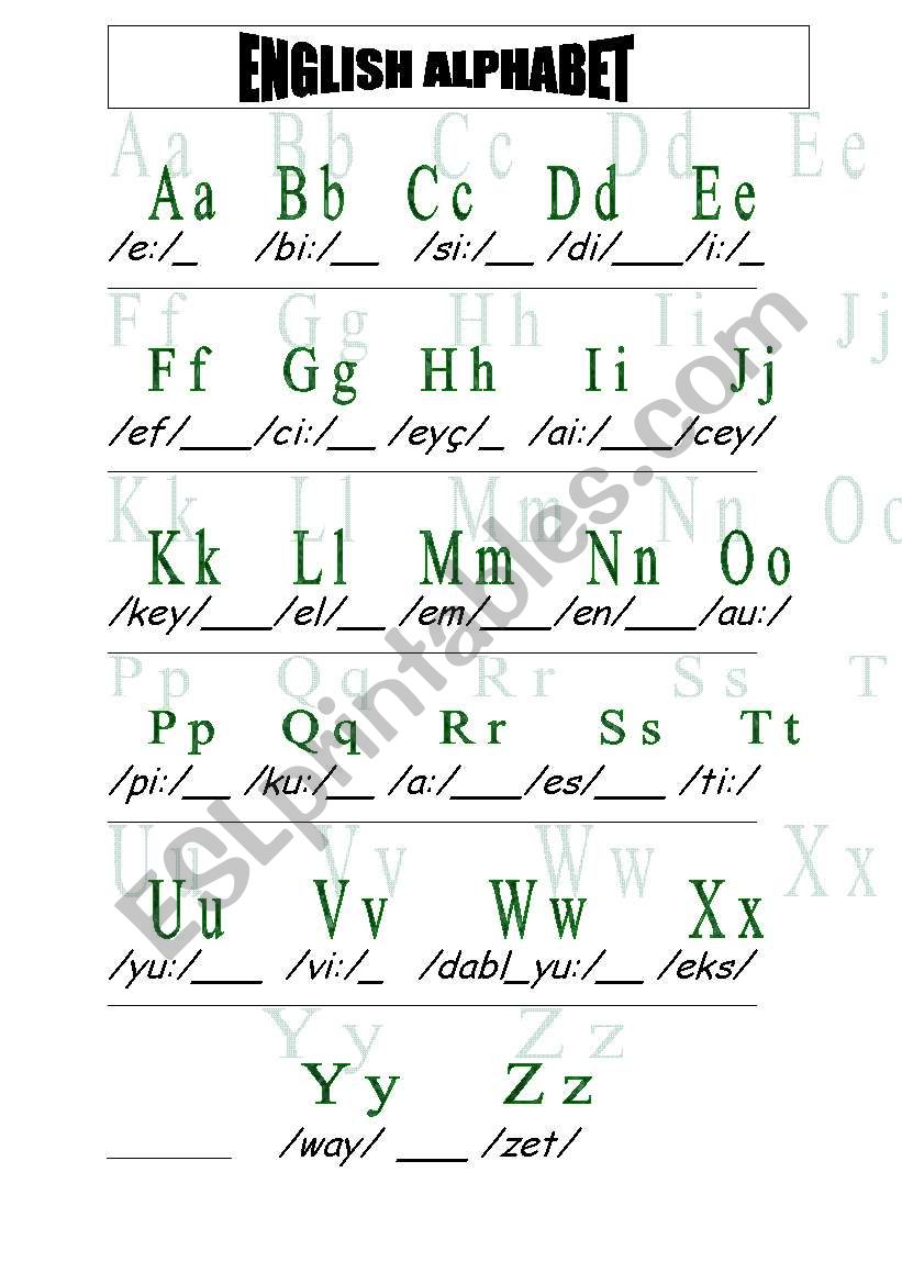 alphabet worksheet