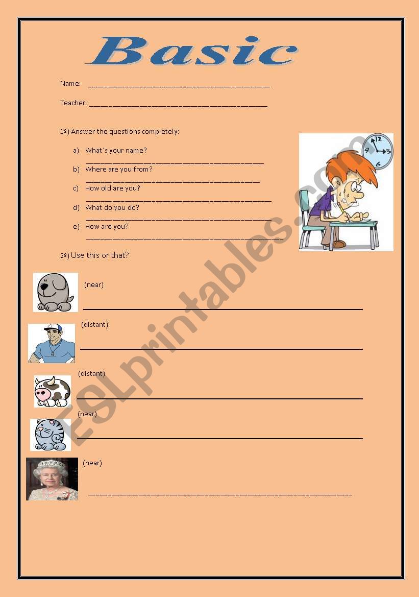 Basic activity worksheet