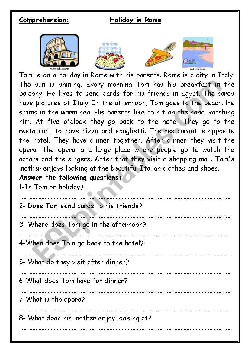 Holiday in Rome worksheet