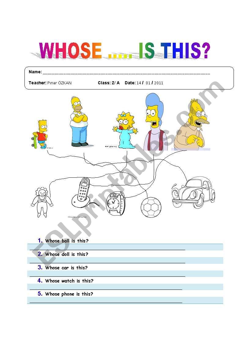 whose is this? worksheet