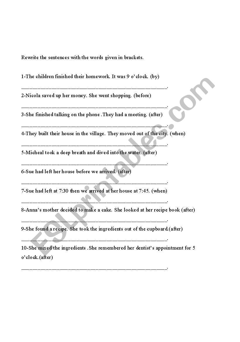 Combining sentences worksheet