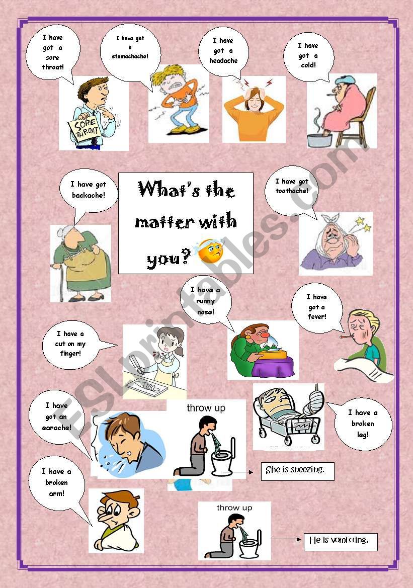 illness names pictionary worksheet