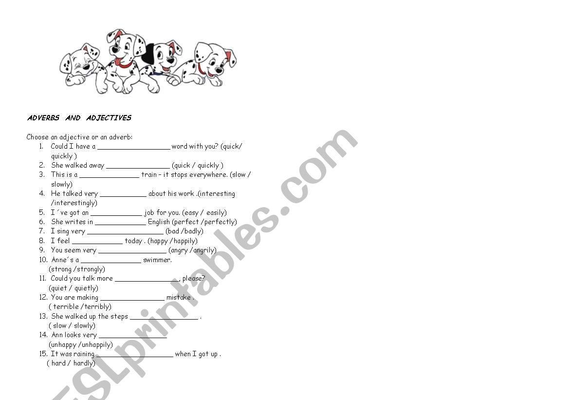 adverbs and adjectives worksheet