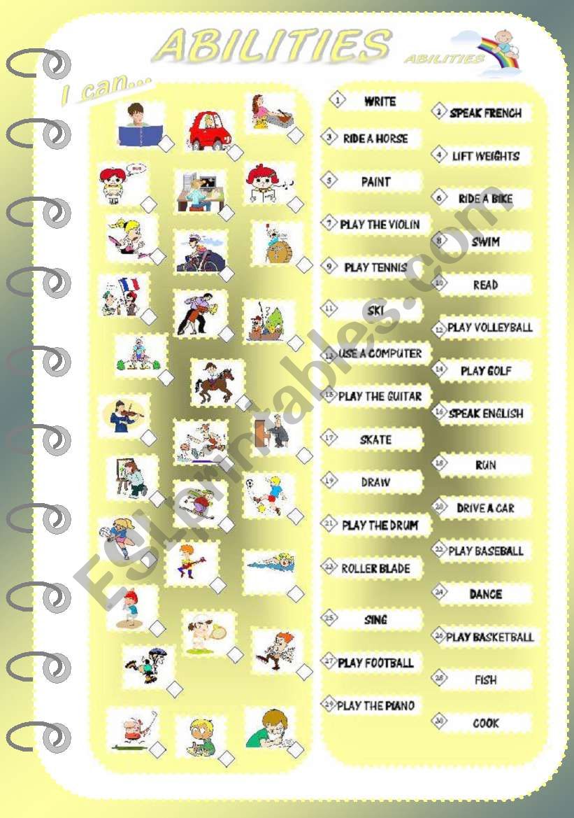 Abilities - Matching Activity worksheet