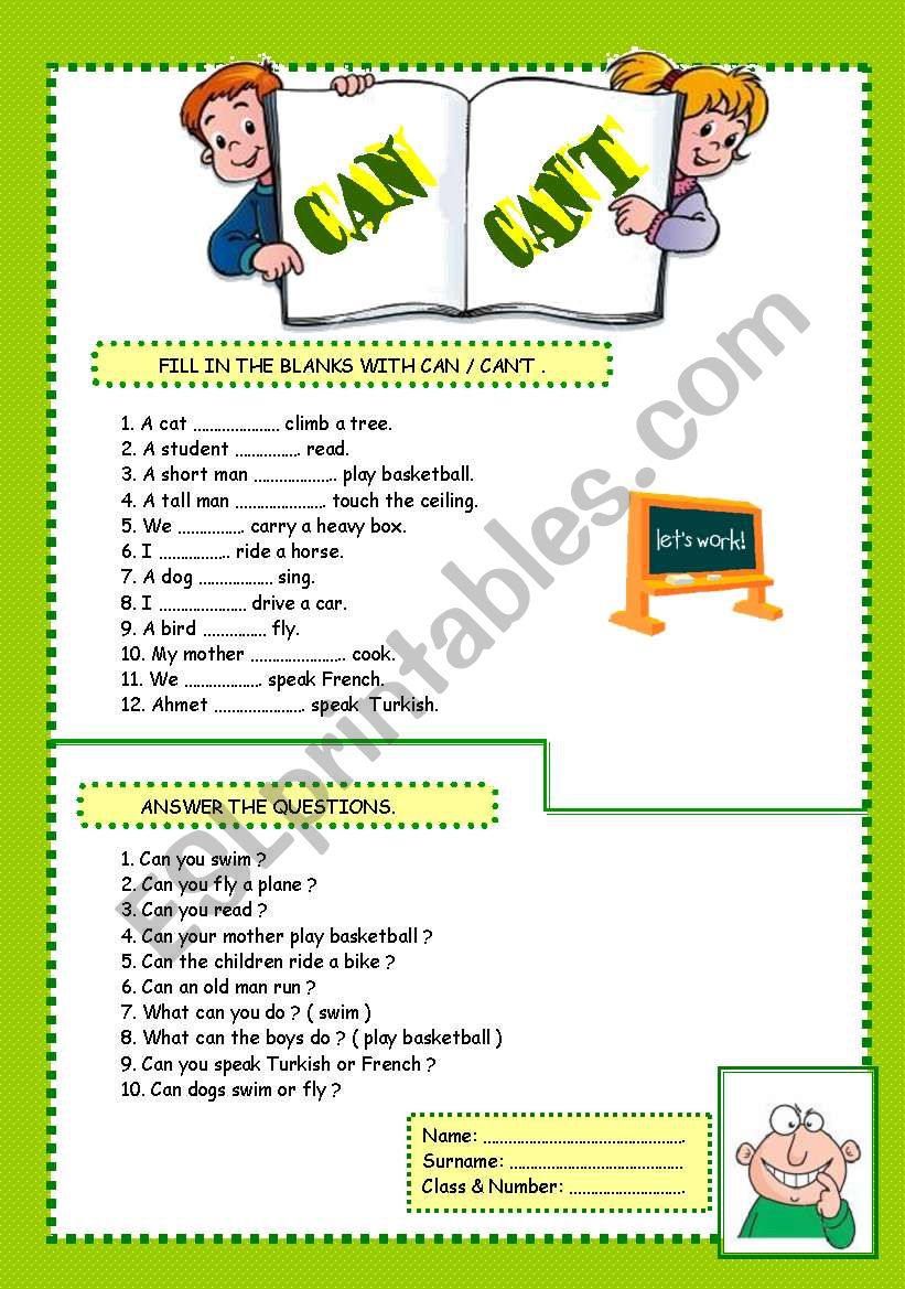 can can´t - ESL worksheet by elam