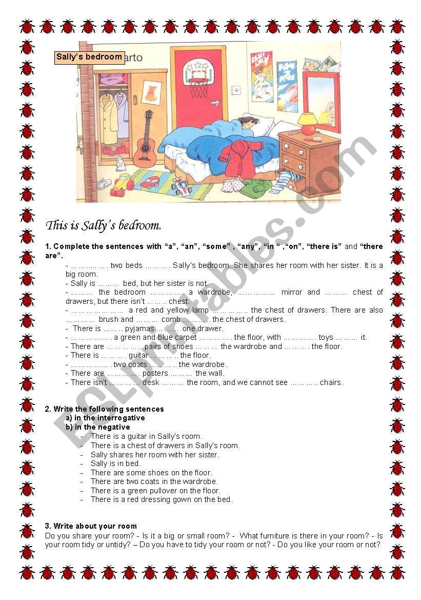 SallyÂ´s Bedroom worksheet