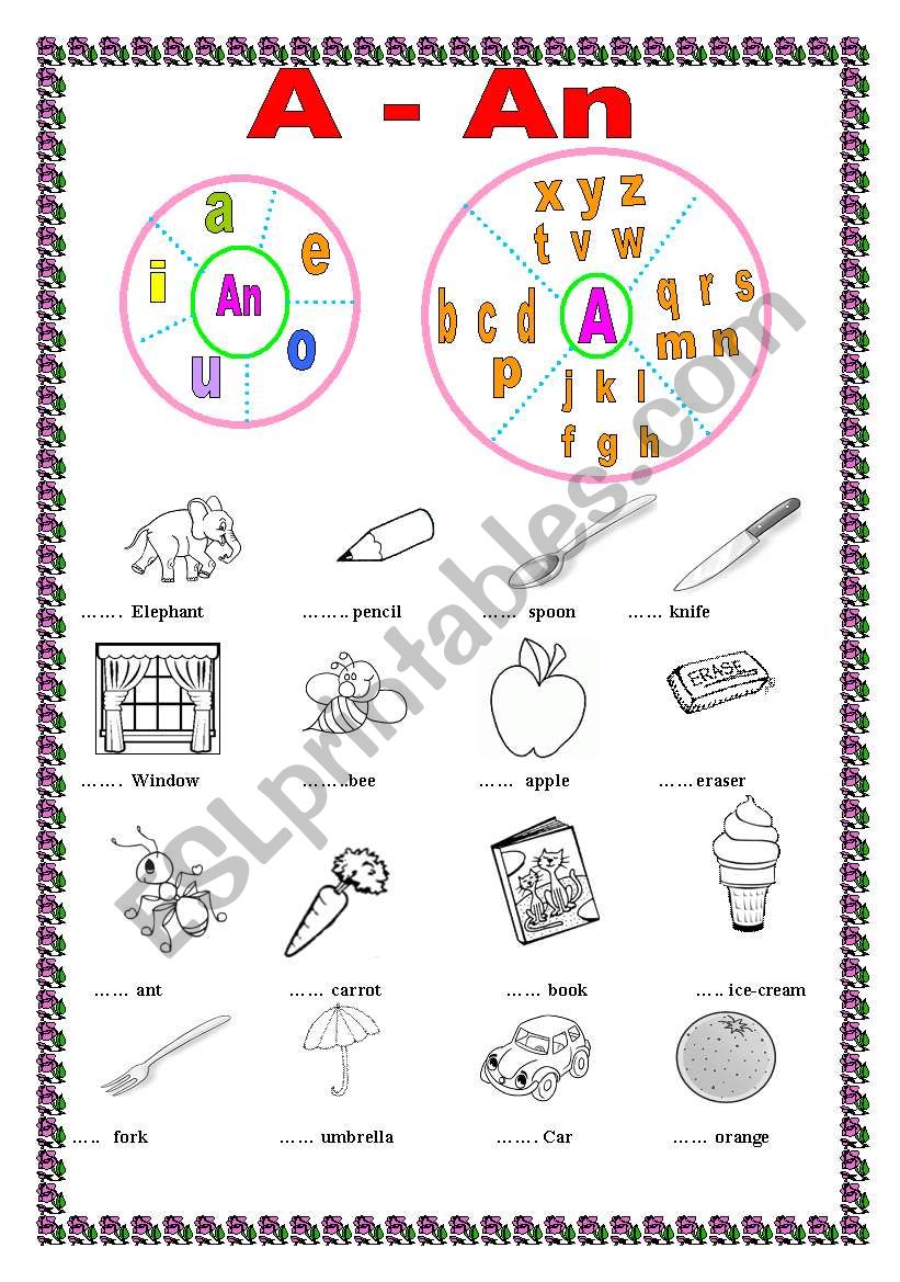 A and An worksheet