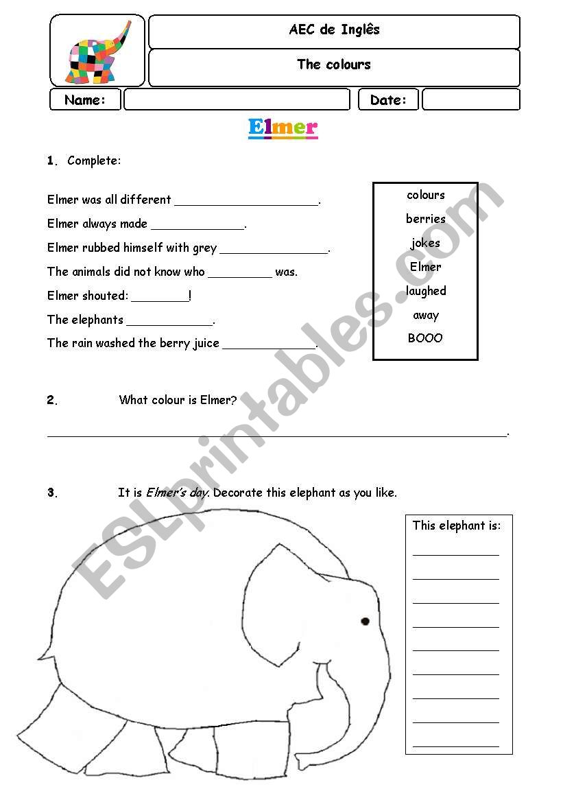 Elmers worksheet worksheet