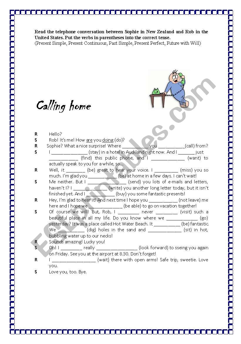 Verb tenses worksheet