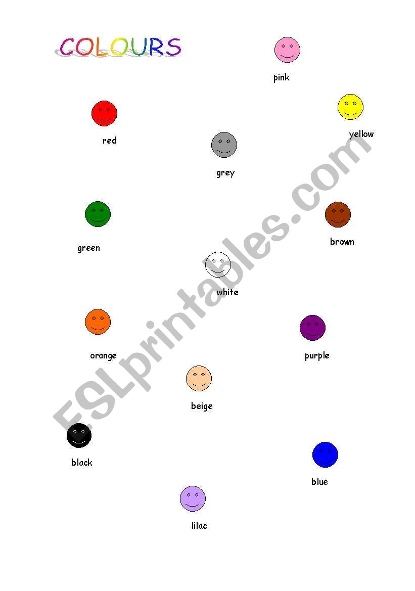 Colours chart worksheet