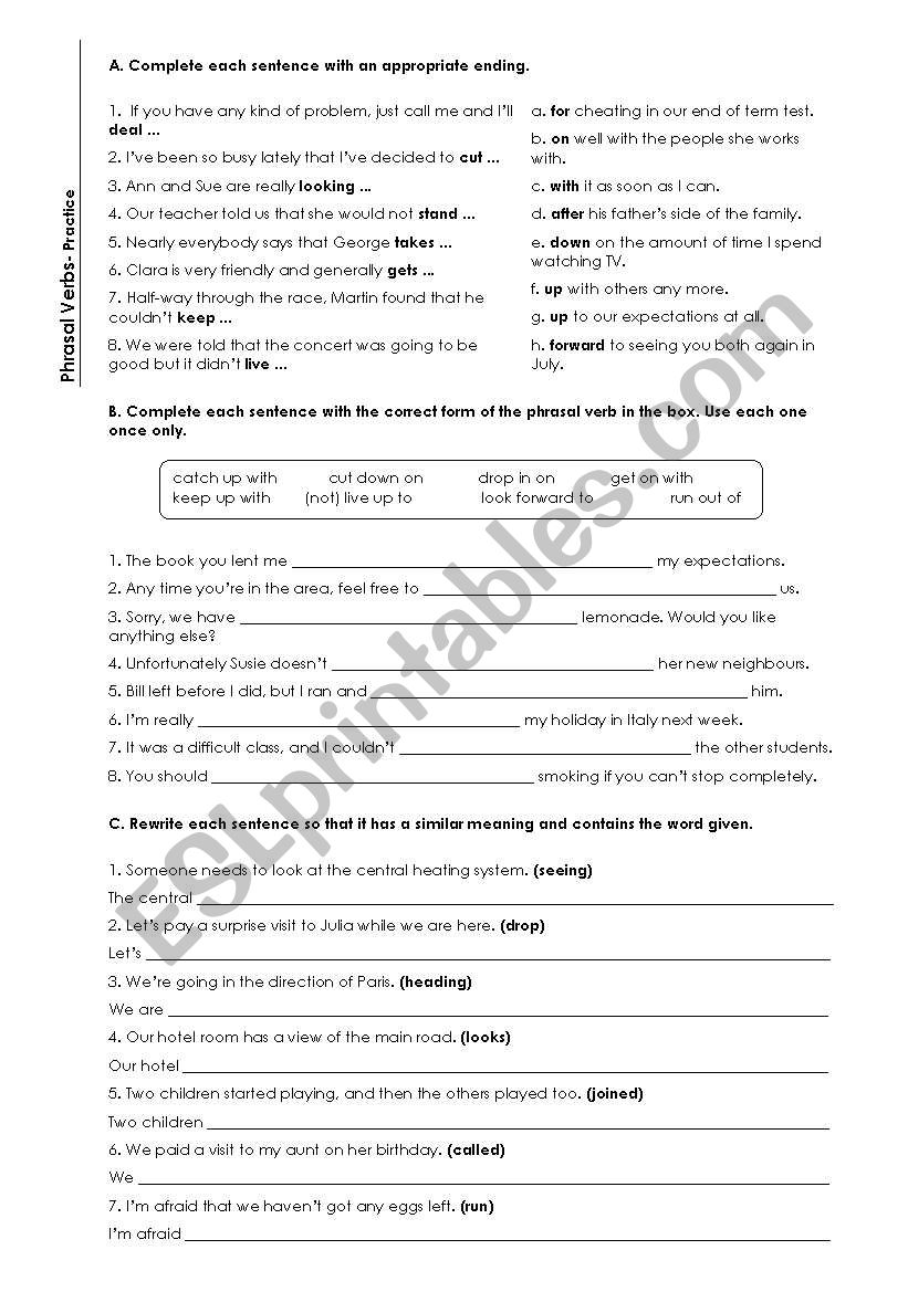 Phrasal Verbs worksheet