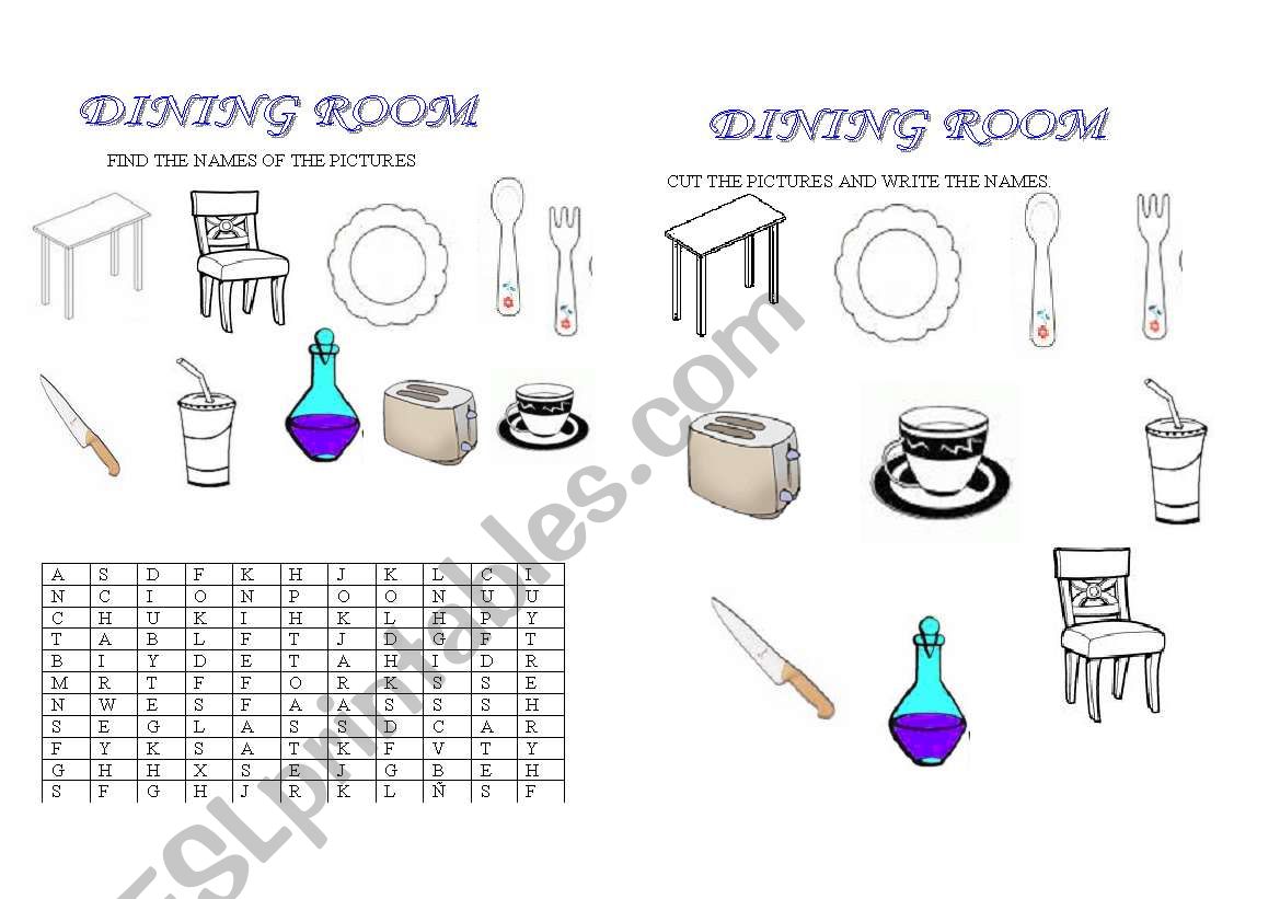 diningroom worksheet