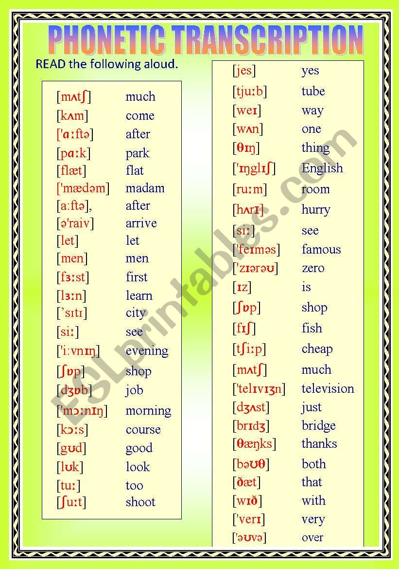 Phonetics 4 Pages Reading Practice Transcription Will - 