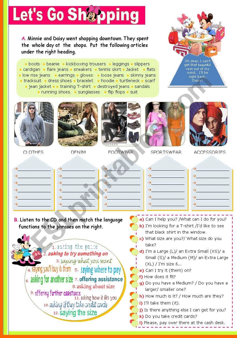 Lets go shopping (for clothes/ footwear)  -  a 90-minute class