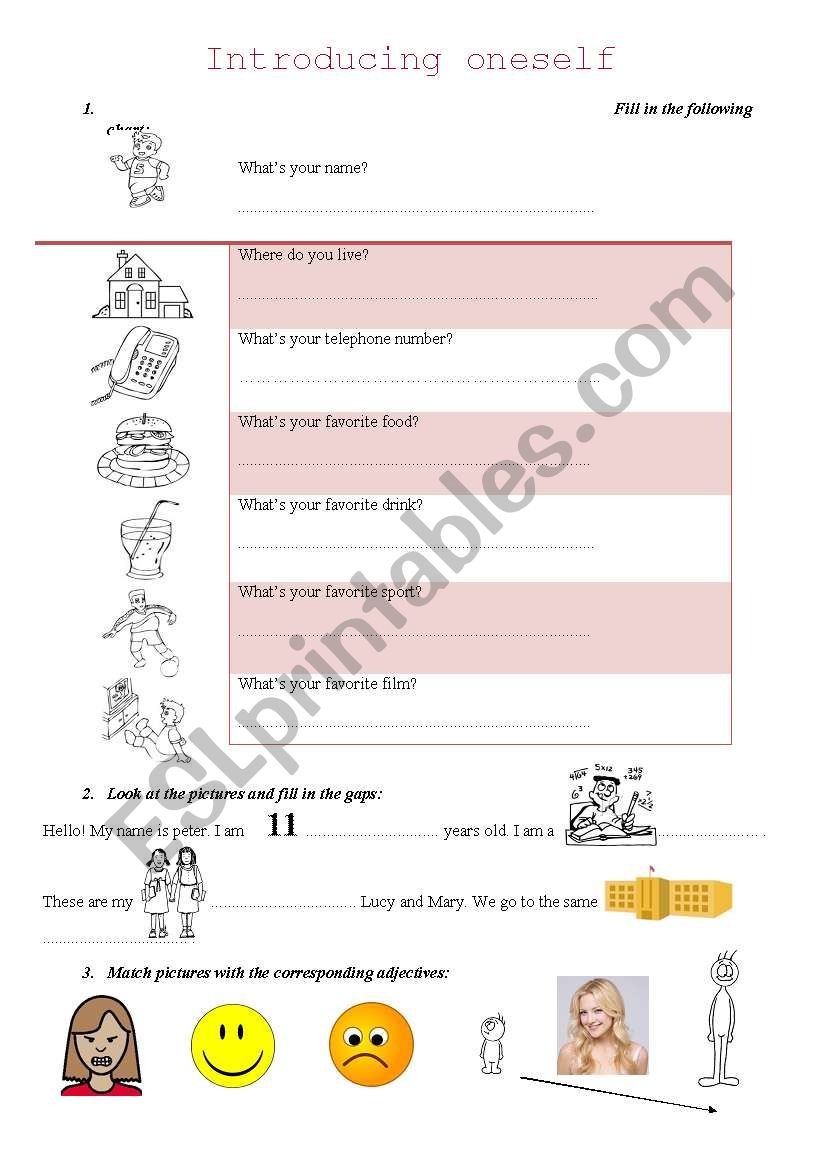 introducing oneself worksheet