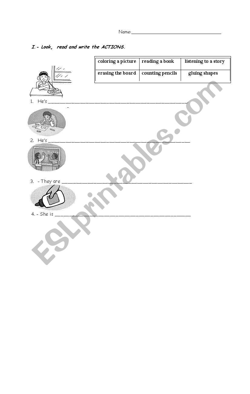 Actions worksheet