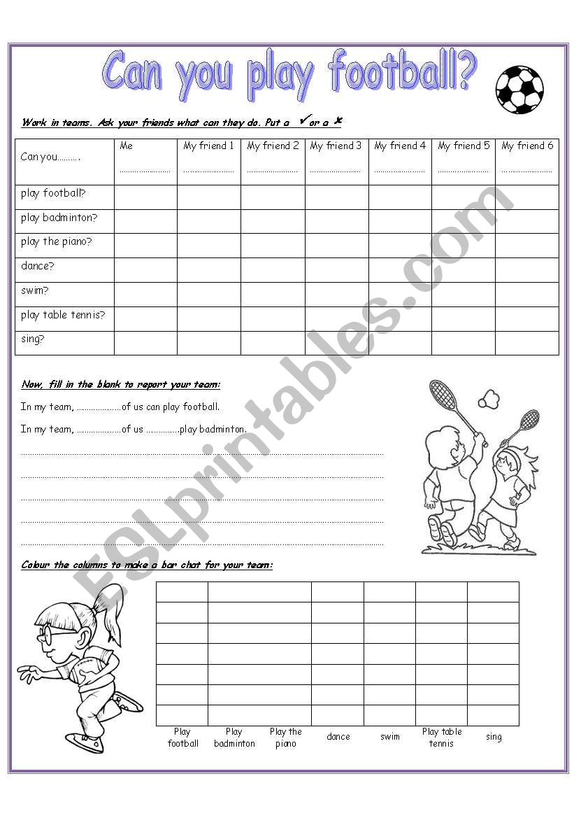Can you play football? worksheet