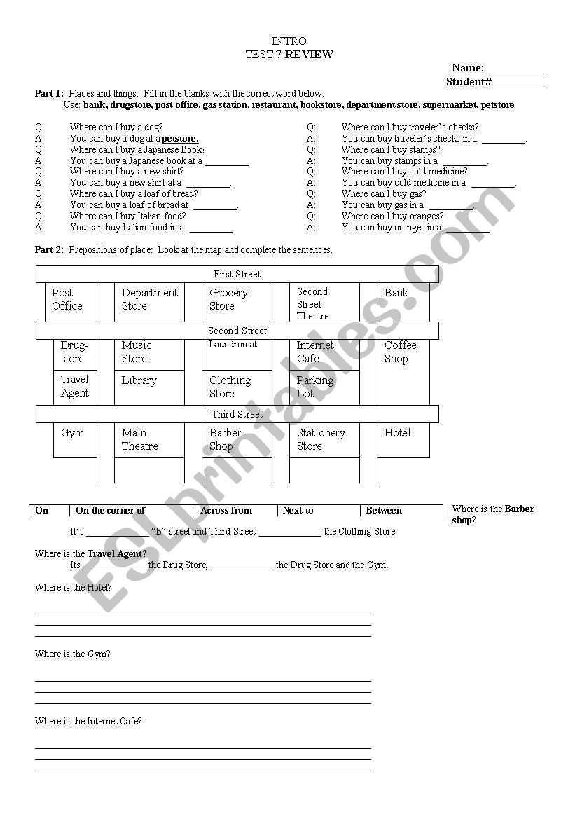 Test 7 Review worksheet