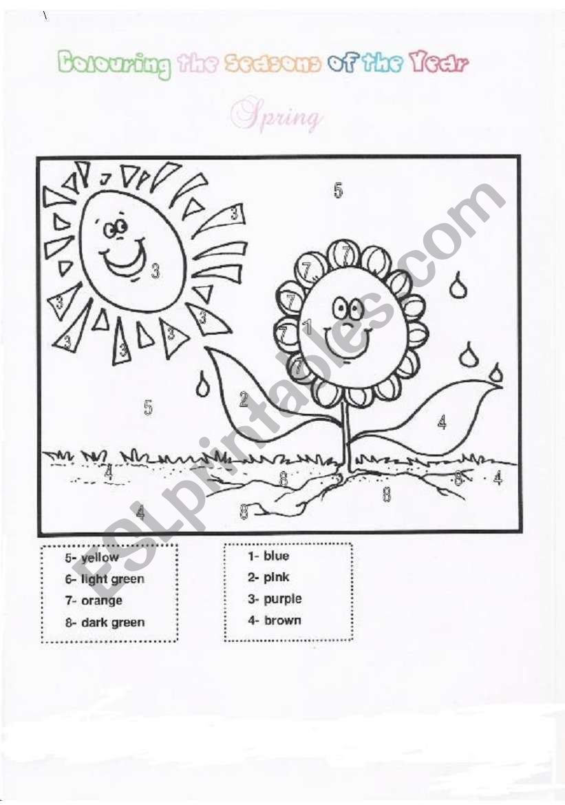 Colouring Spring worksheet