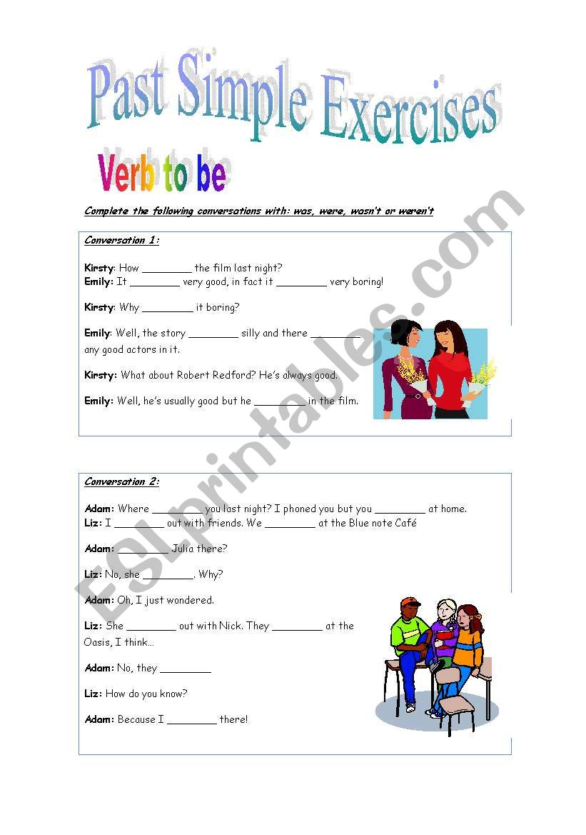 Past Simple of verb to be worksheet
