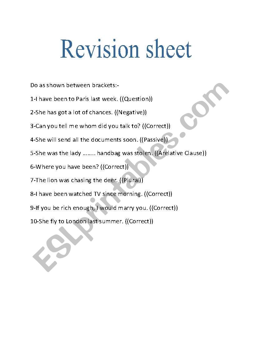 mix worksheet