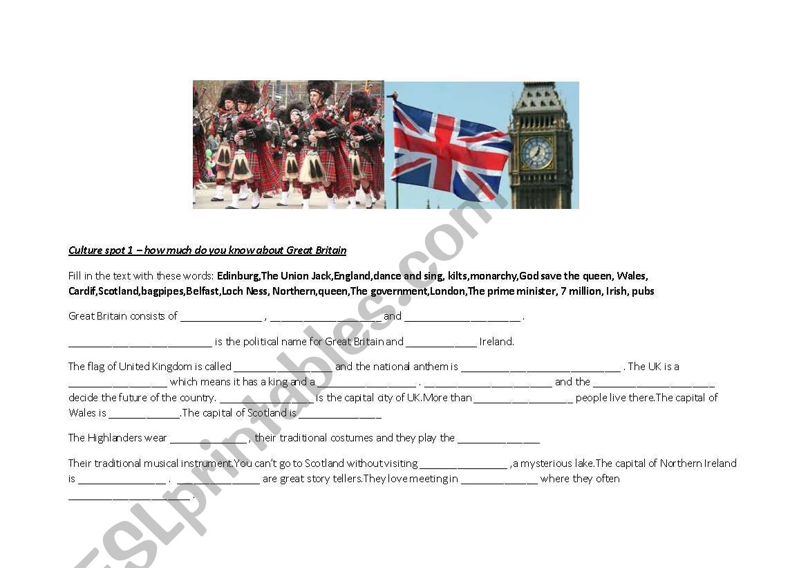 great britain worksheet