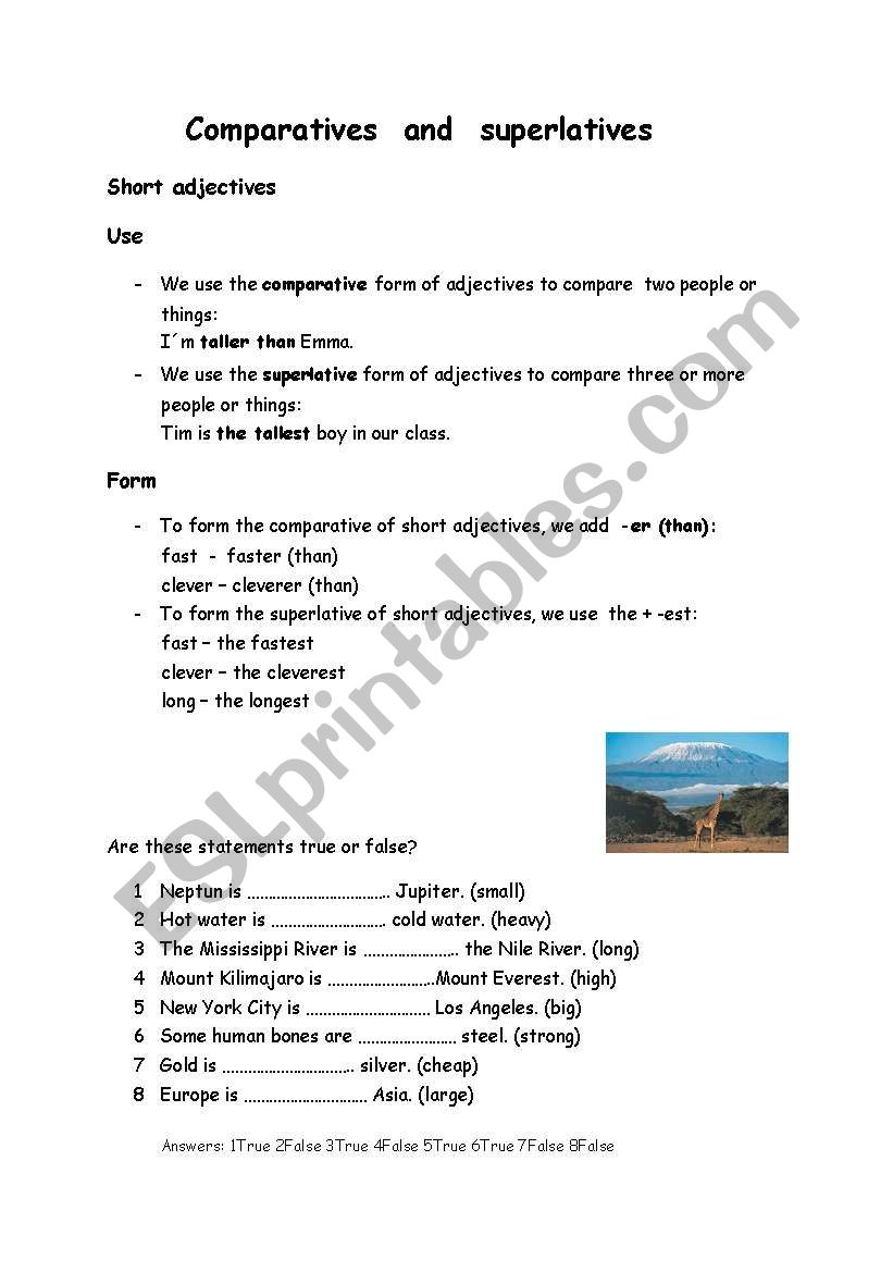 Adjectives - comparatives and superlatives 1/2