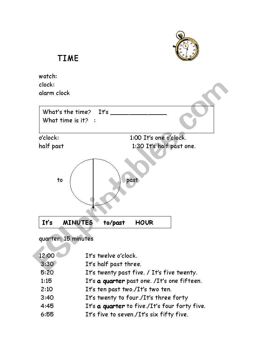 Telling the time worksheet