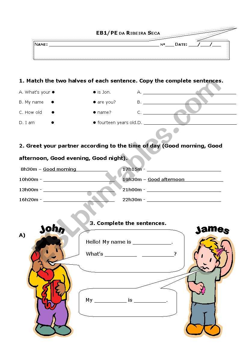 Revisions Test  worksheet