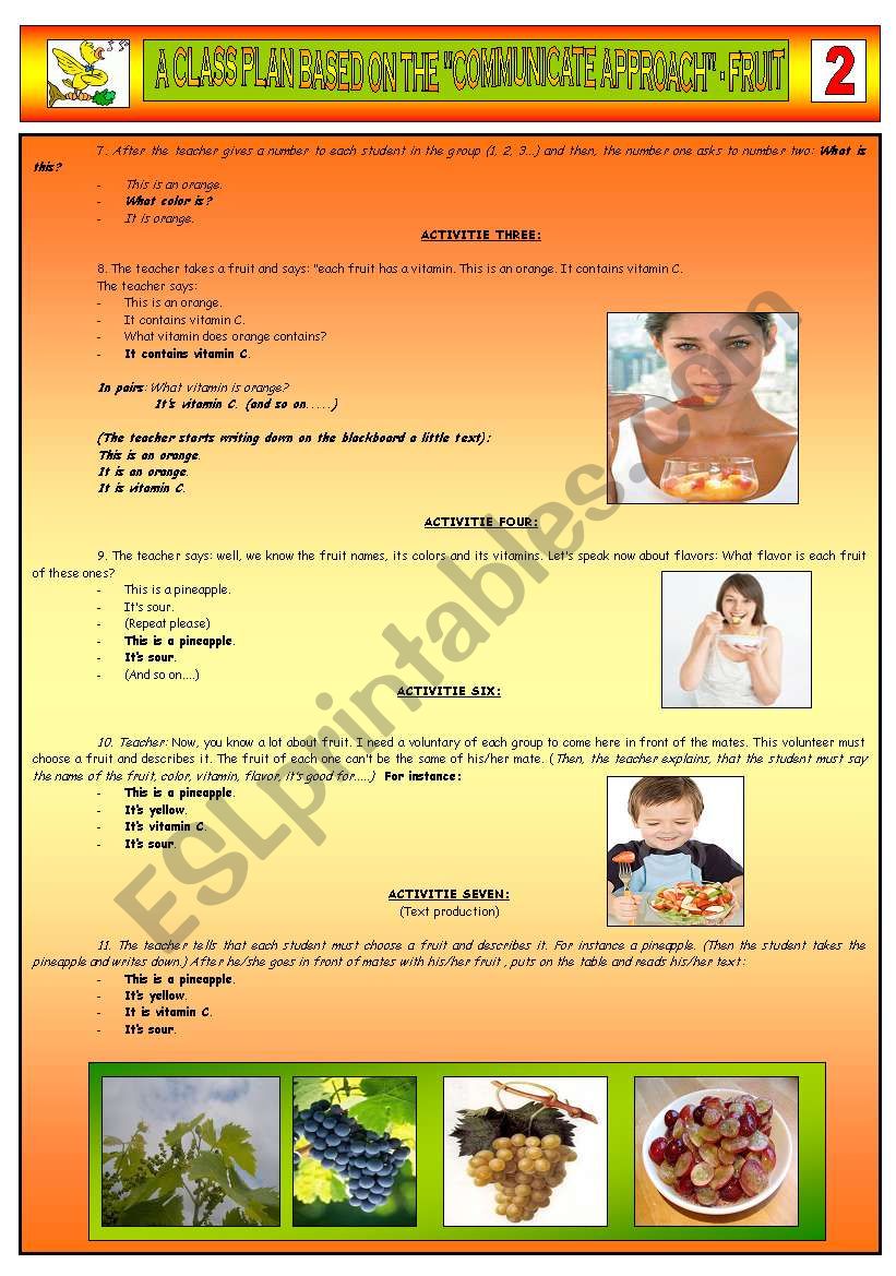 A CLASS PLAN BASED ON THE COMMUNICATIVE APPROACH - FRUIT - PART 02