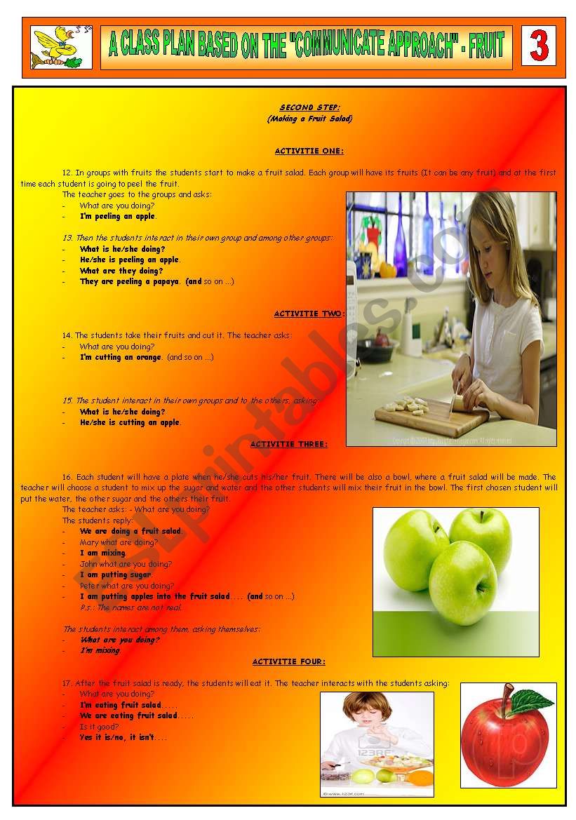 A CLASS PLAN BASED ON THE COMMUNICATIVE APPROACH - FRUIT - PART 03