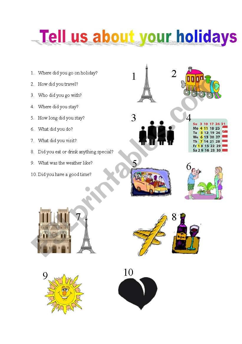 your last holiday worksheet