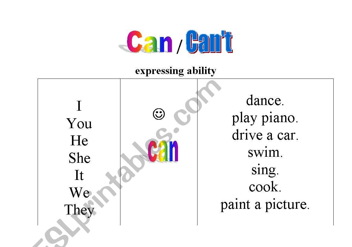 can/cant worksheet