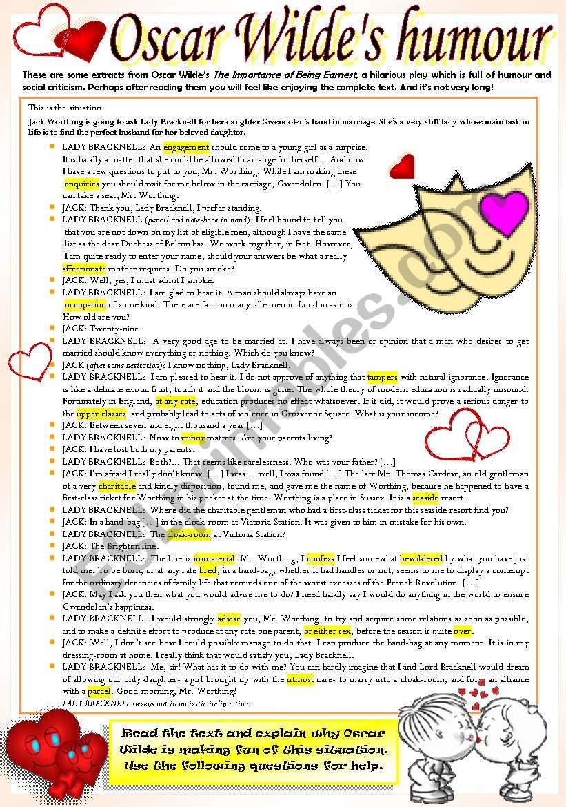 HUMOROUS READING worksheet