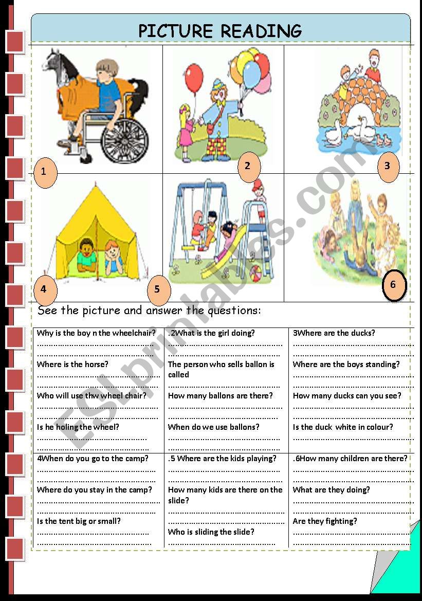 PICTURE READING worksheet