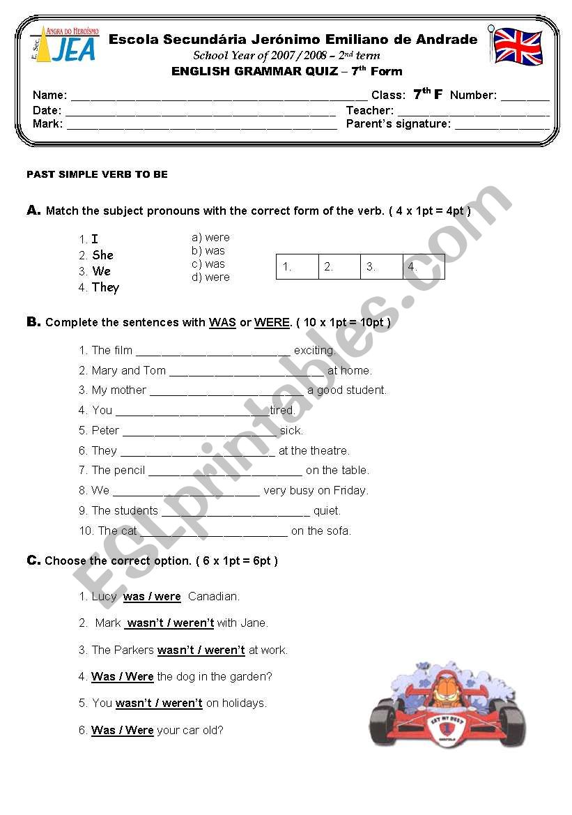 past simple quiz worksheet