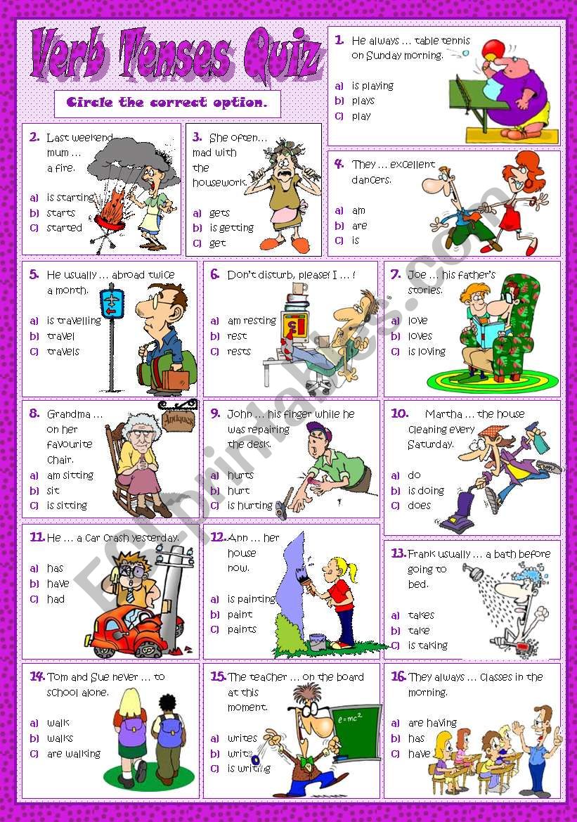 VERB TENSES QUIZ worksheet