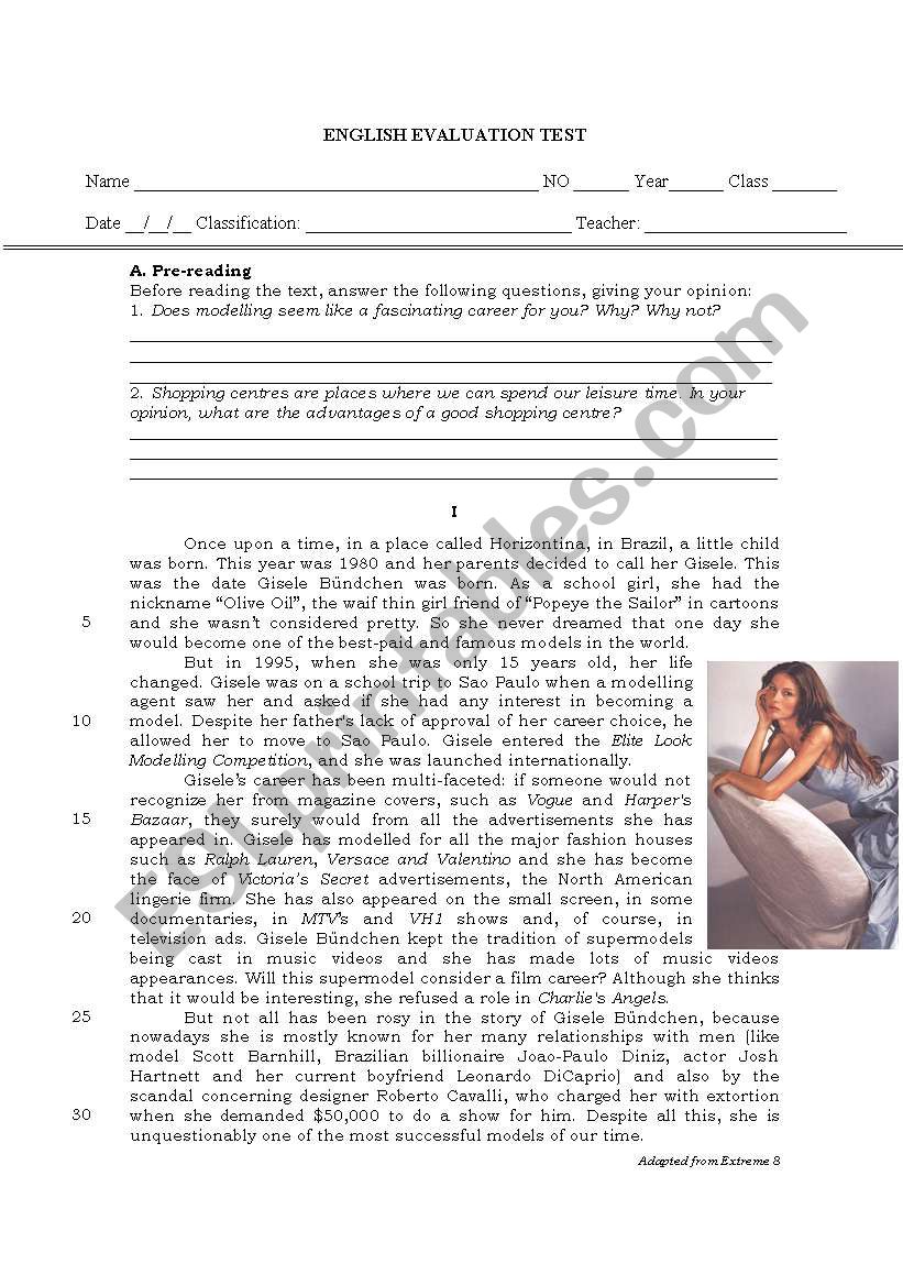 Test Fashion worksheet