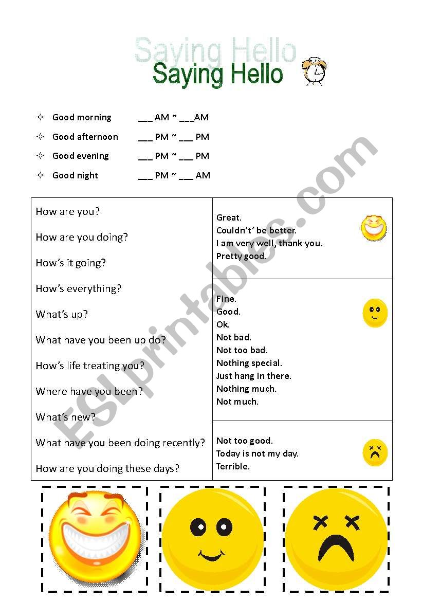 saying Hello worksheet