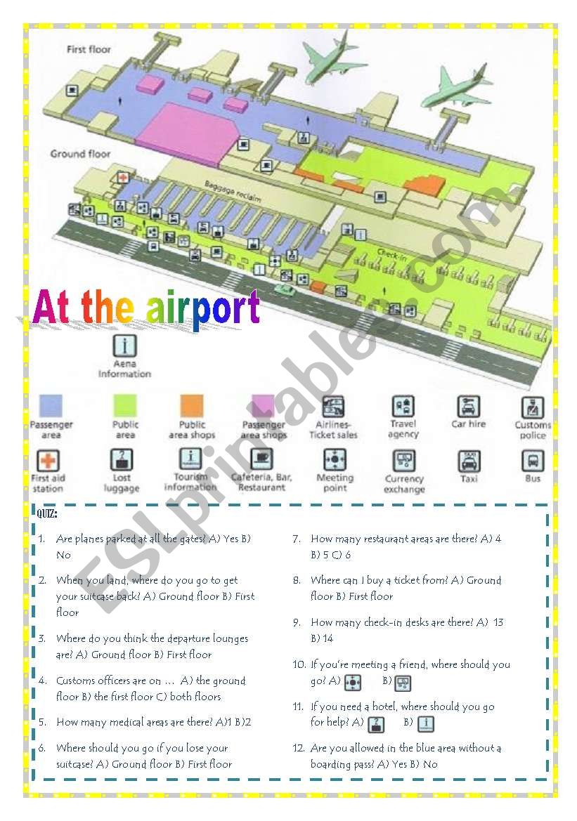 At the Airport Picture Quiz worksheet