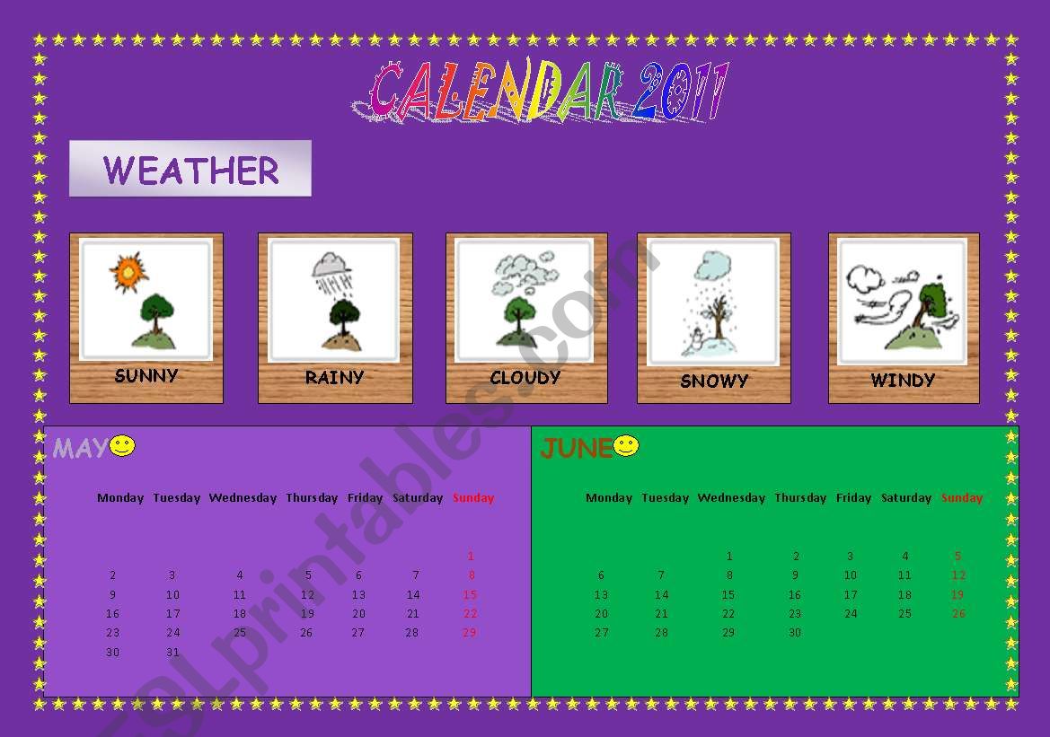calendar 2011 weather worksheet