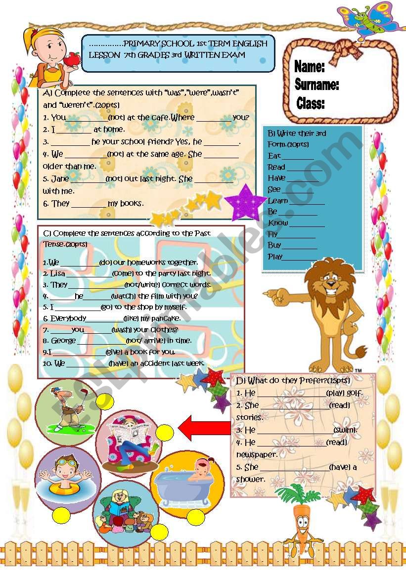 7th GRADS 3rd EXAM worksheet