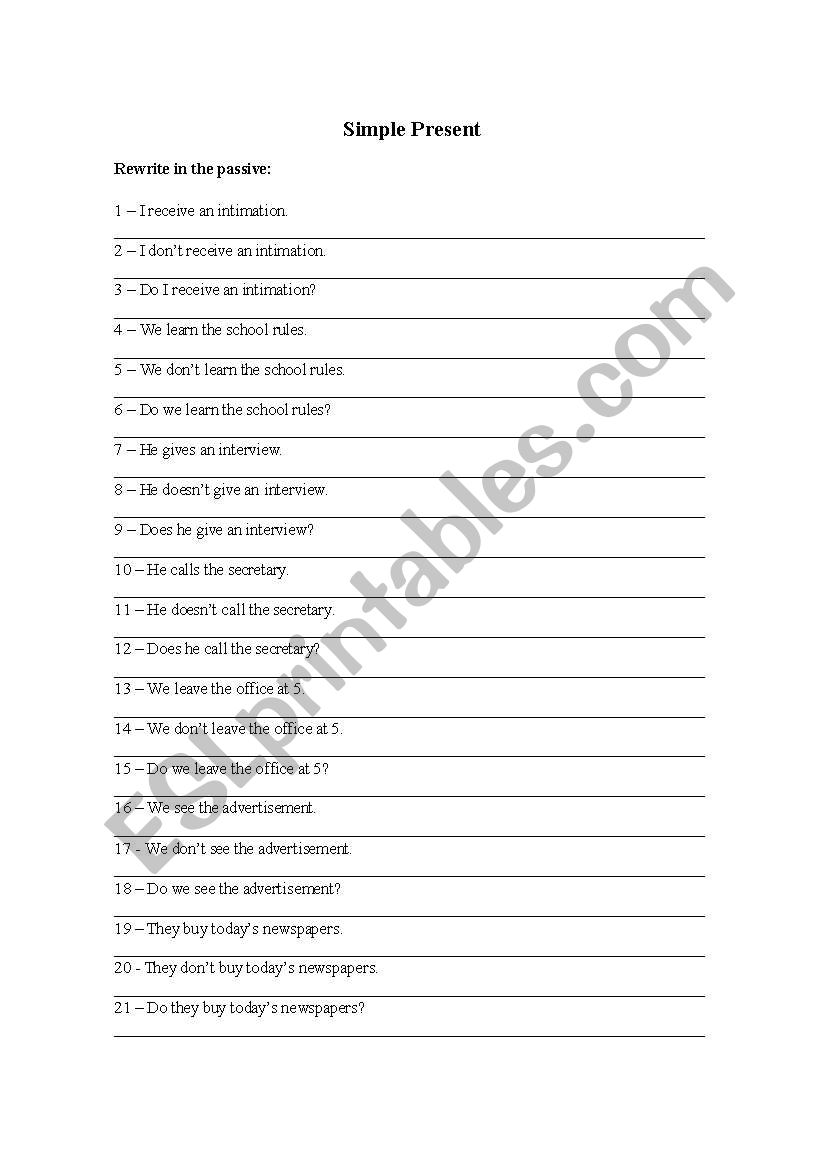 Simple present exercises worksheet