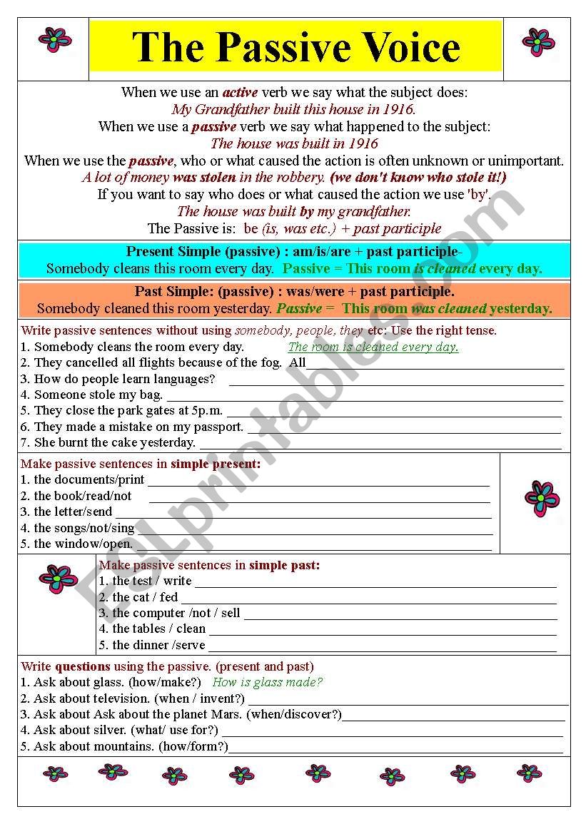 The passive voice. worksheet