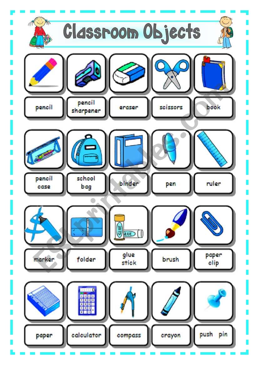 SCHOOL SUPPLIES - CLASSROOM OBJECTS (1) - Pictionary